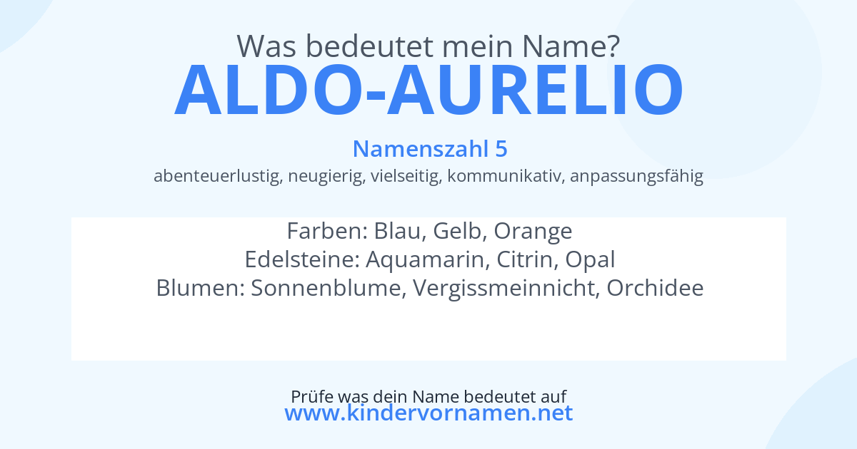 Was bedeutet der Name Aldo-Aurelio?