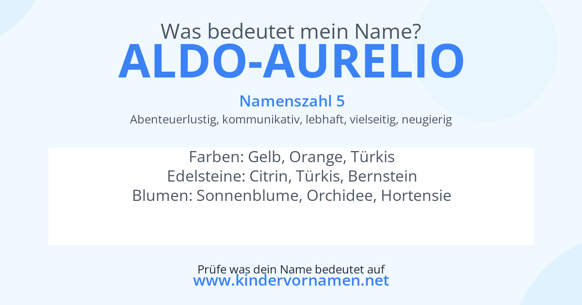 Was bedeutet der Name Aldo-Aurelio?