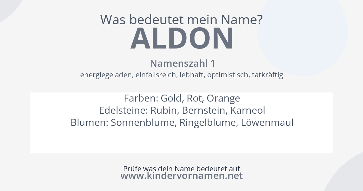 Was bedeutet der Name Aldon?