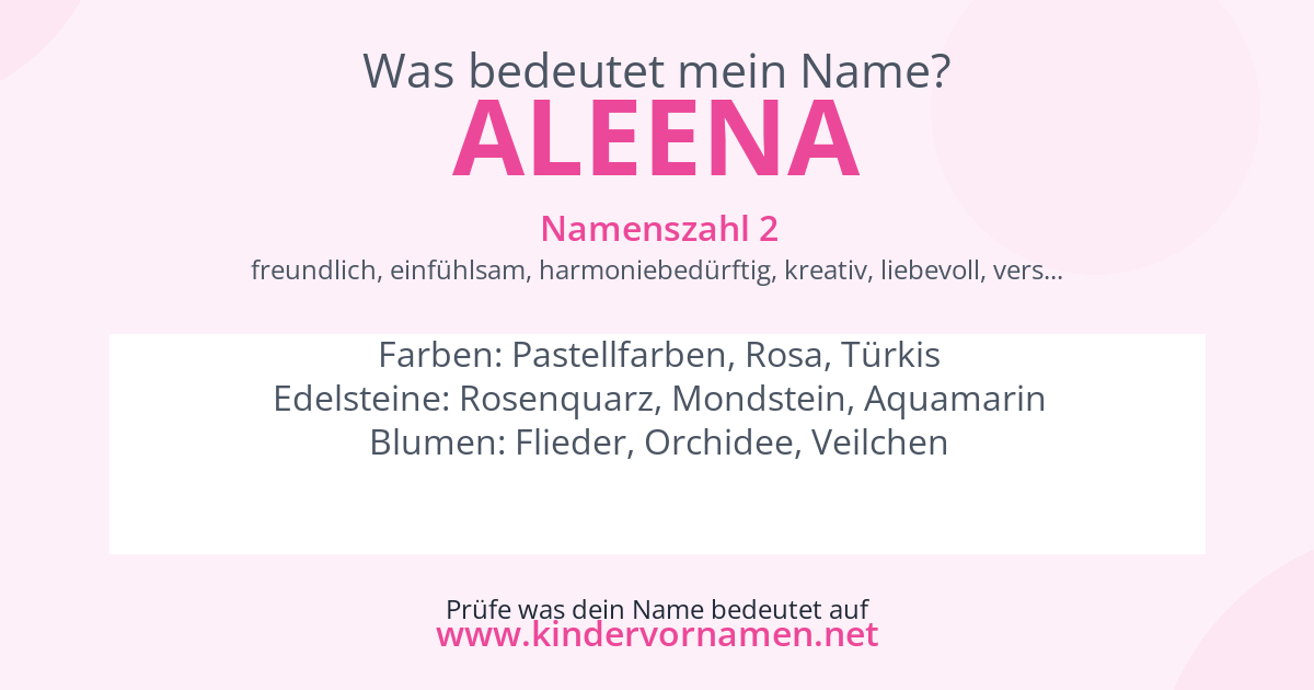Was bedeutet der Name Aleena?