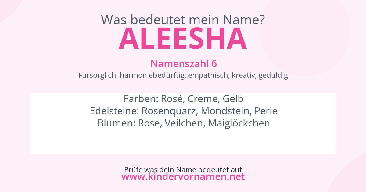 Was bedeutet der Name Aleesha?