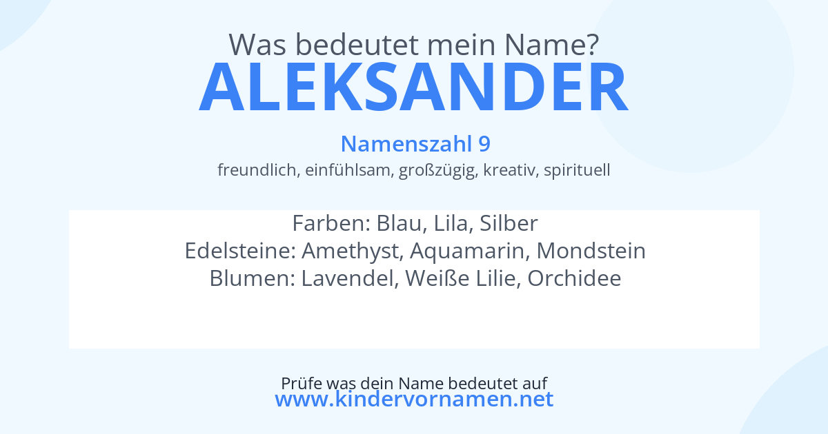 Was bedeutet der Name Aleksander?