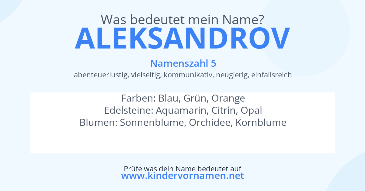 Was bedeutet der Name Aleksandrov?