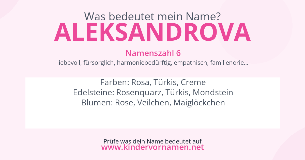 Was bedeutet der Name Aleksandrova?