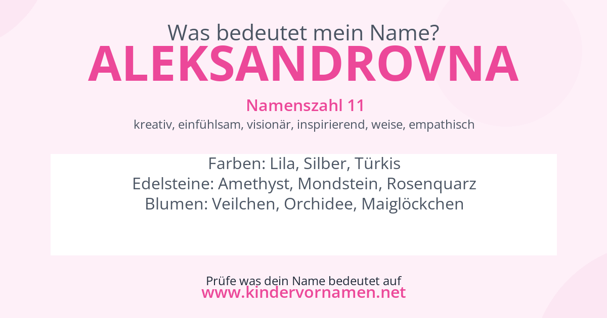 Was bedeutet der Name Aleksandrovna?