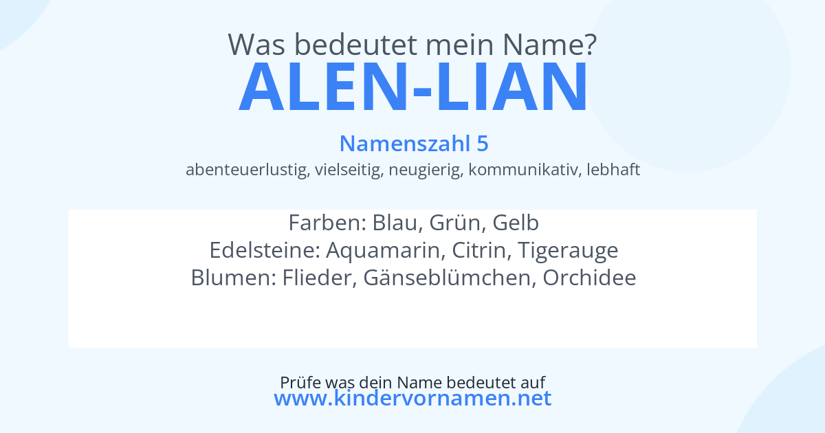 Was bedeutet der Name Alen-Lian?