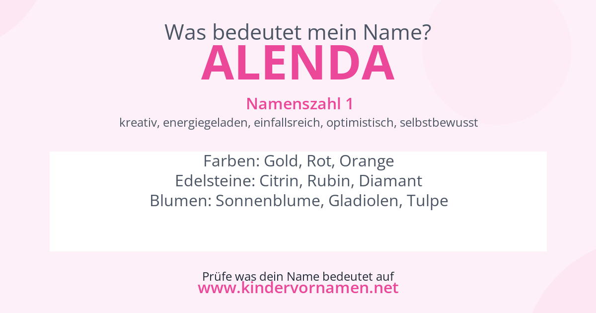 Was bedeutet der Name Alenda?