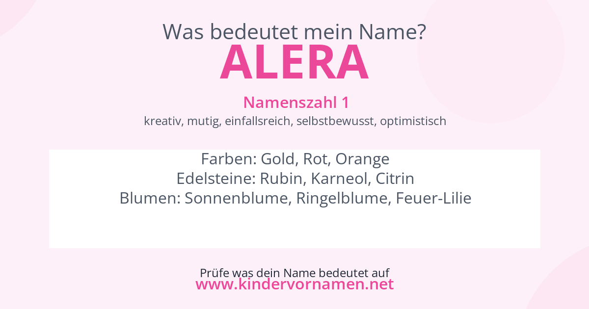 Was bedeutet der Name Alera?