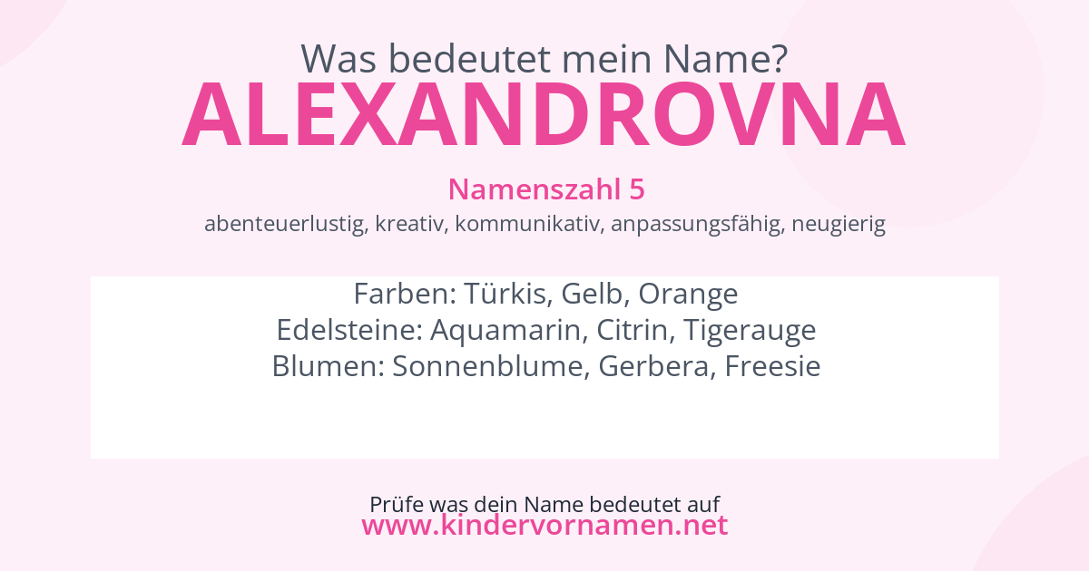 Was bedeutet der Name Alexandrovna?