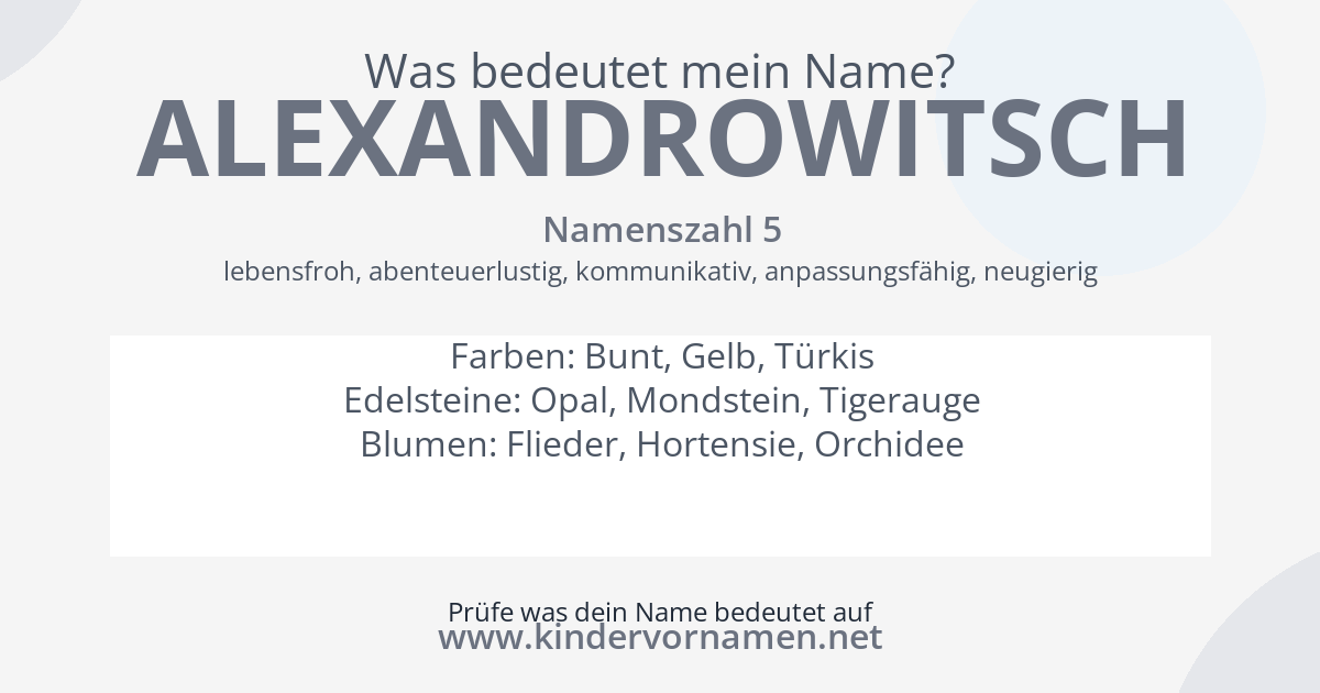 Was bedeutet der Name Alexandrowitsch?