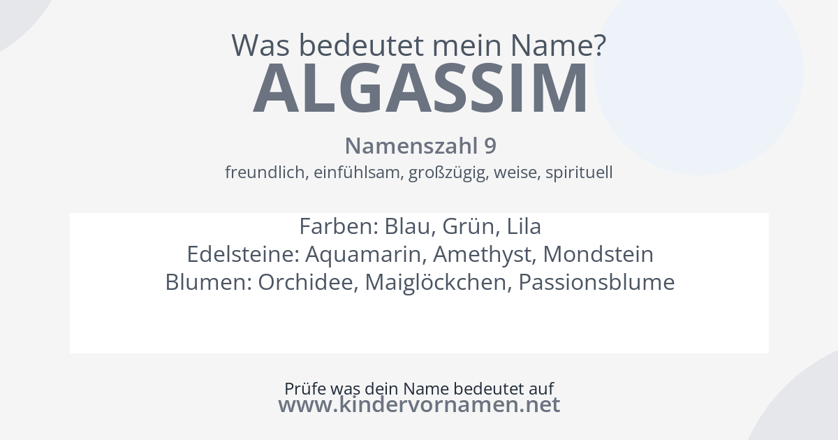 Was bedeutet der Name Algassim?