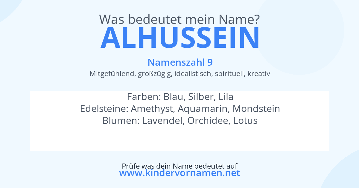 Was bedeutet der Name Alhussein?