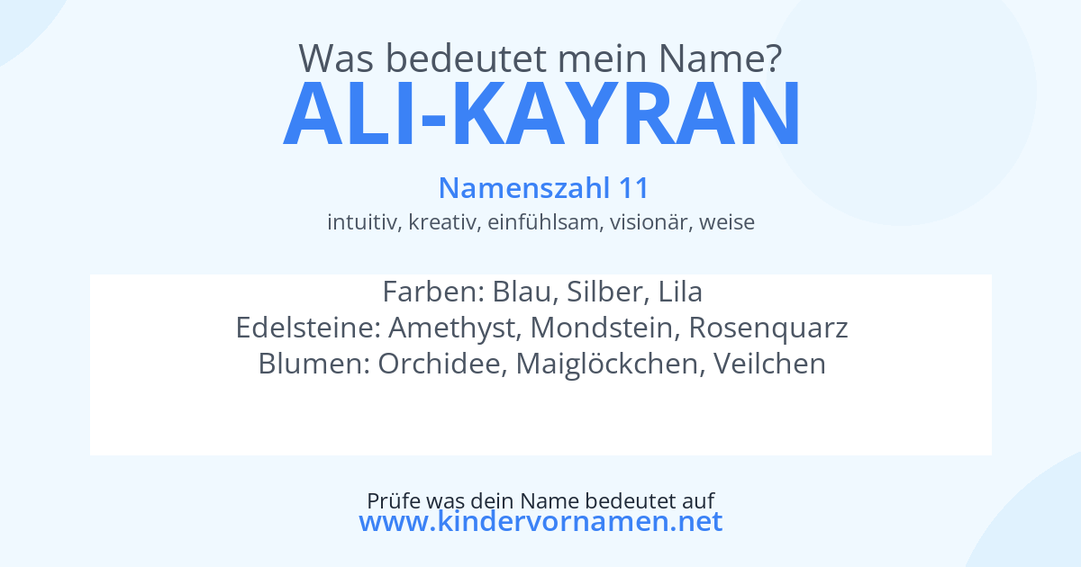 Was bedeutet der Name Ali-Kayran?