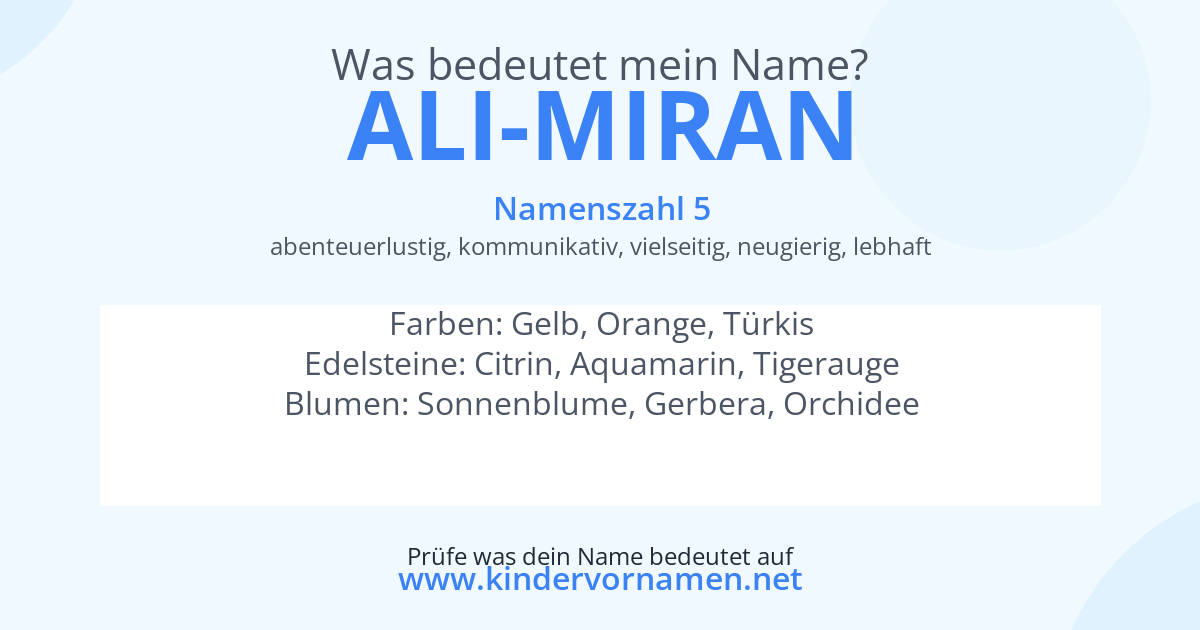Was bedeutet der Name Ali-Miran?