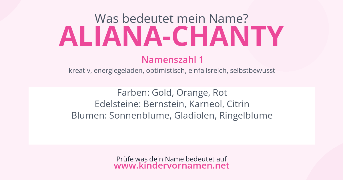 Was bedeutet der Name Aliana-Chanty?