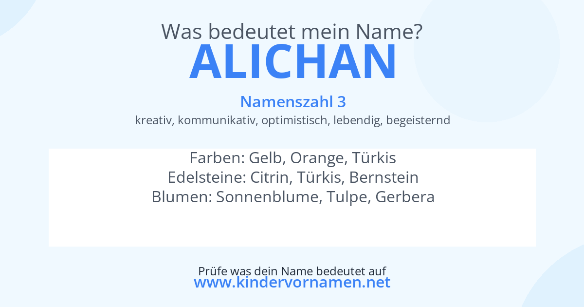 Was bedeutet der Name Alichan?