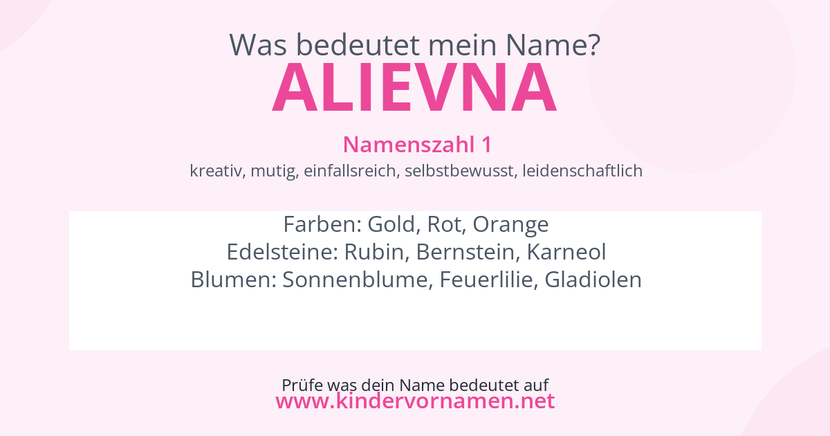 Was bedeutet der Name Alievna?