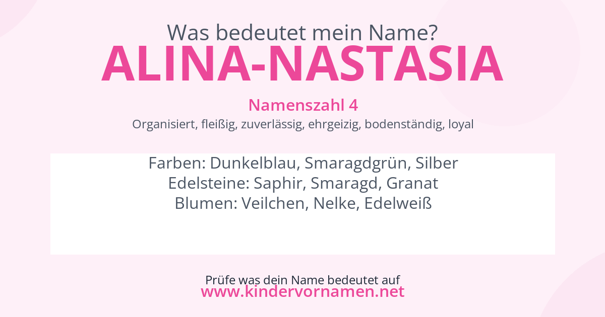 Was bedeutet der Name Alina-Nastasia?