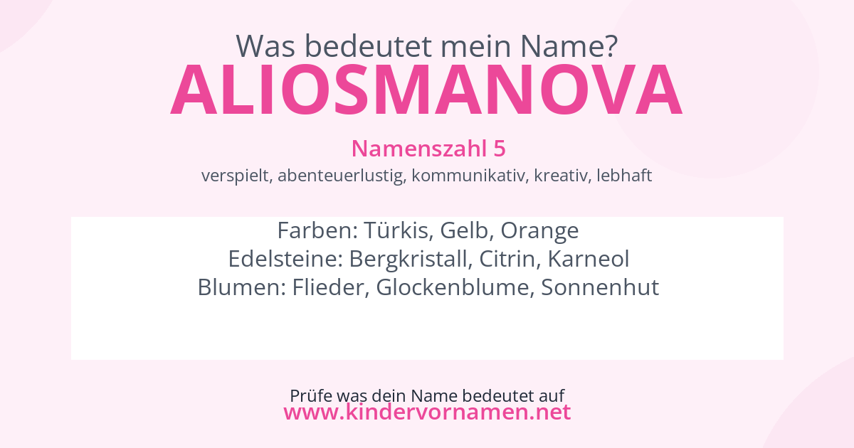 Was bedeutet der Name Aliosmanova?