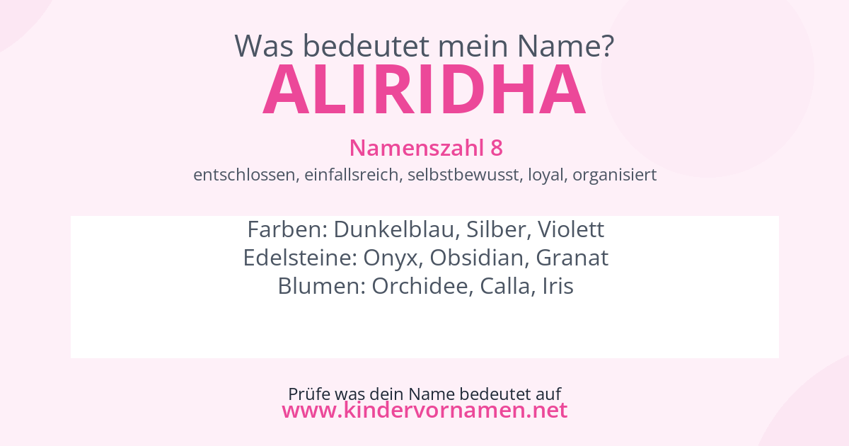 Was bedeutet der Name Aliridha?