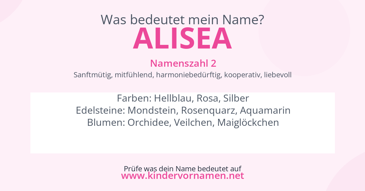 Was bedeutet der Name Alisea?