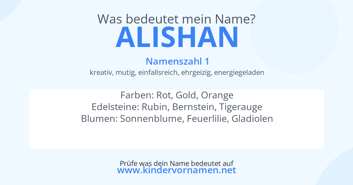 Was bedeutet der Name Alishan?