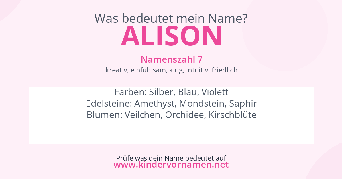 Was bedeutet der Name Alison?