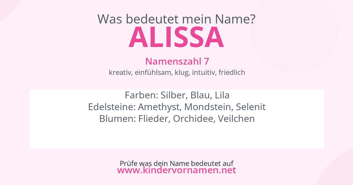 Was bedeutet der Name Alissa?