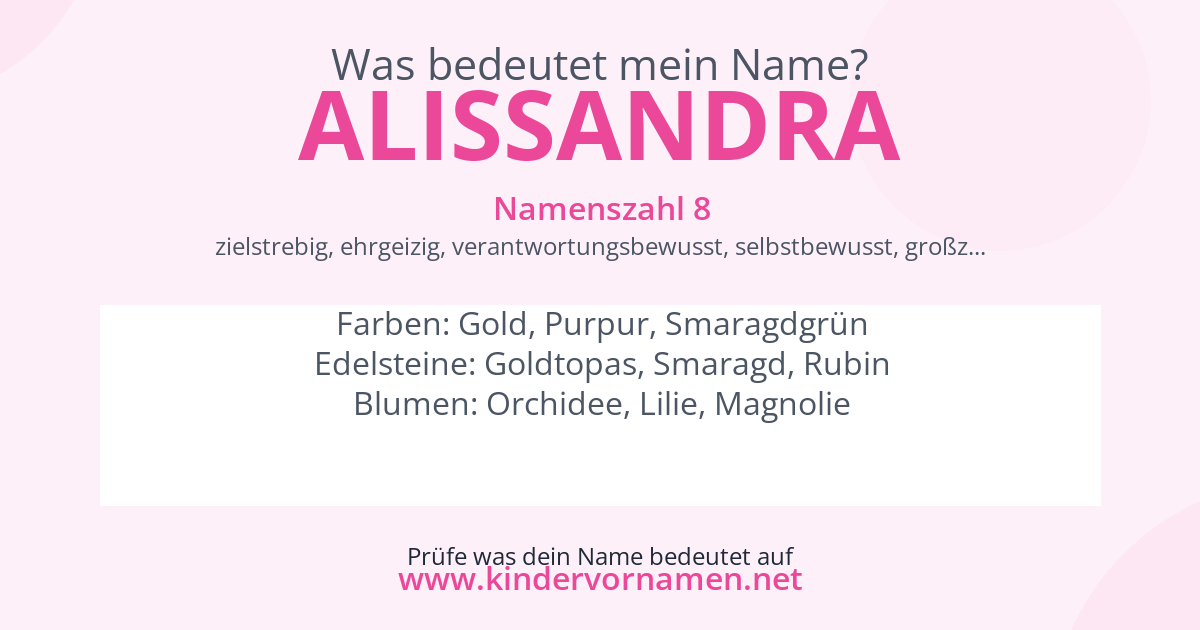 Was bedeutet der Name Alissandra?