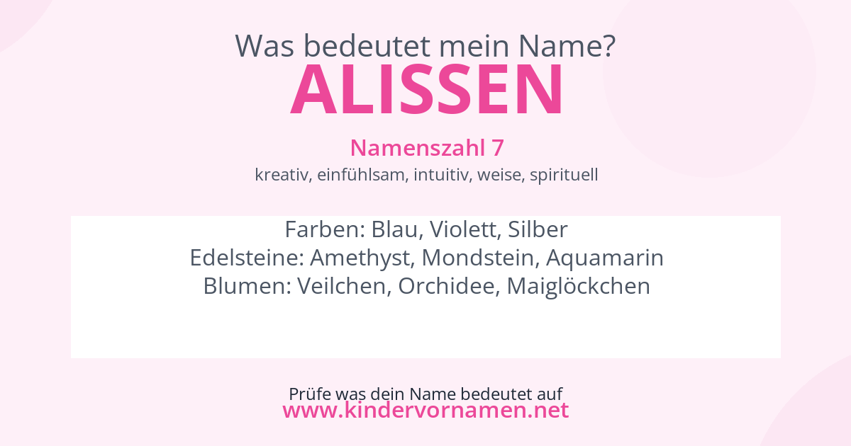 Was bedeutet der Name Alissen?