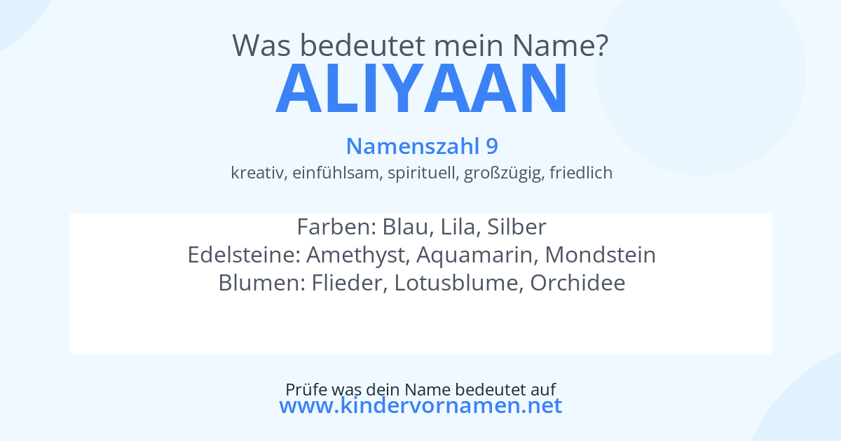 Was bedeutet der Name Aliyaan?