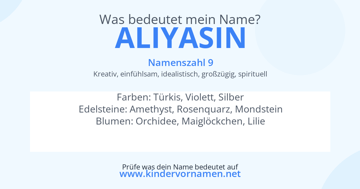 Was bedeutet der Name Aliyasin?