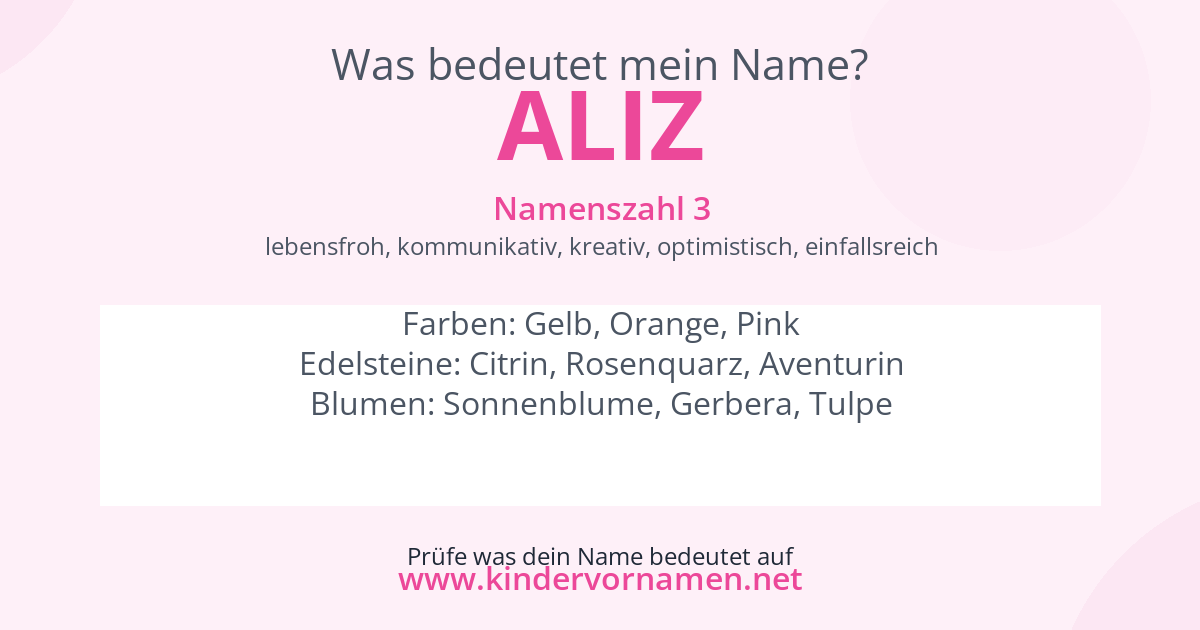 Was bedeutet der Name Aliz?