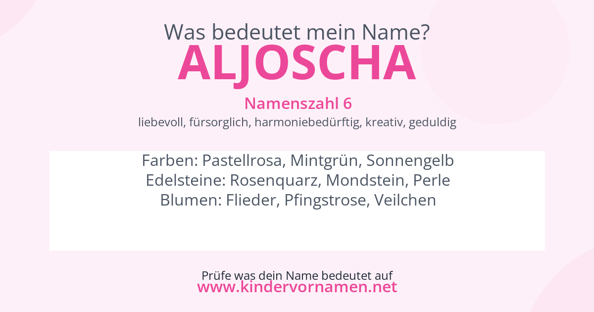 Was bedeutet der Name Aljoscha?