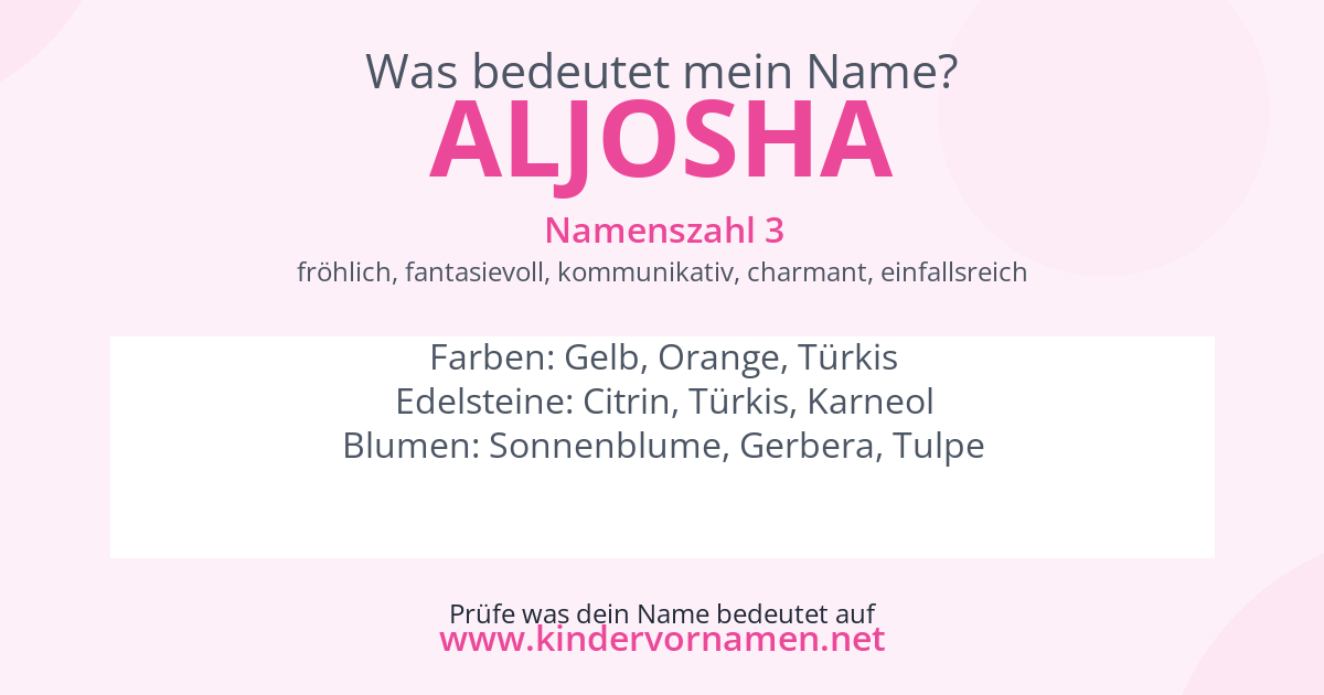Was bedeutet der Name Aljosha?