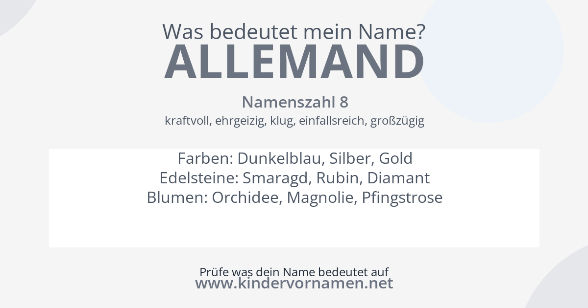Was bedeutet der Name Allemand?