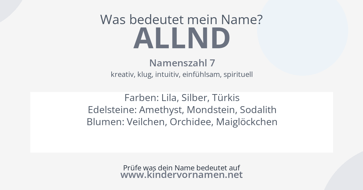 Was bedeutet der Name Allnd?