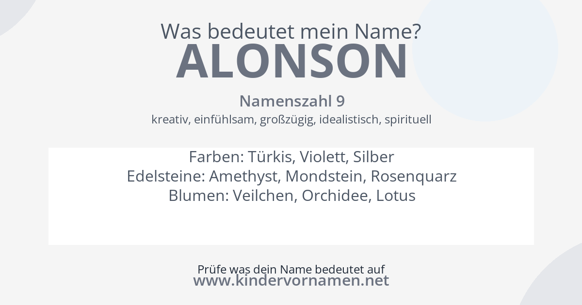 Was bedeutet der Name Alonson?