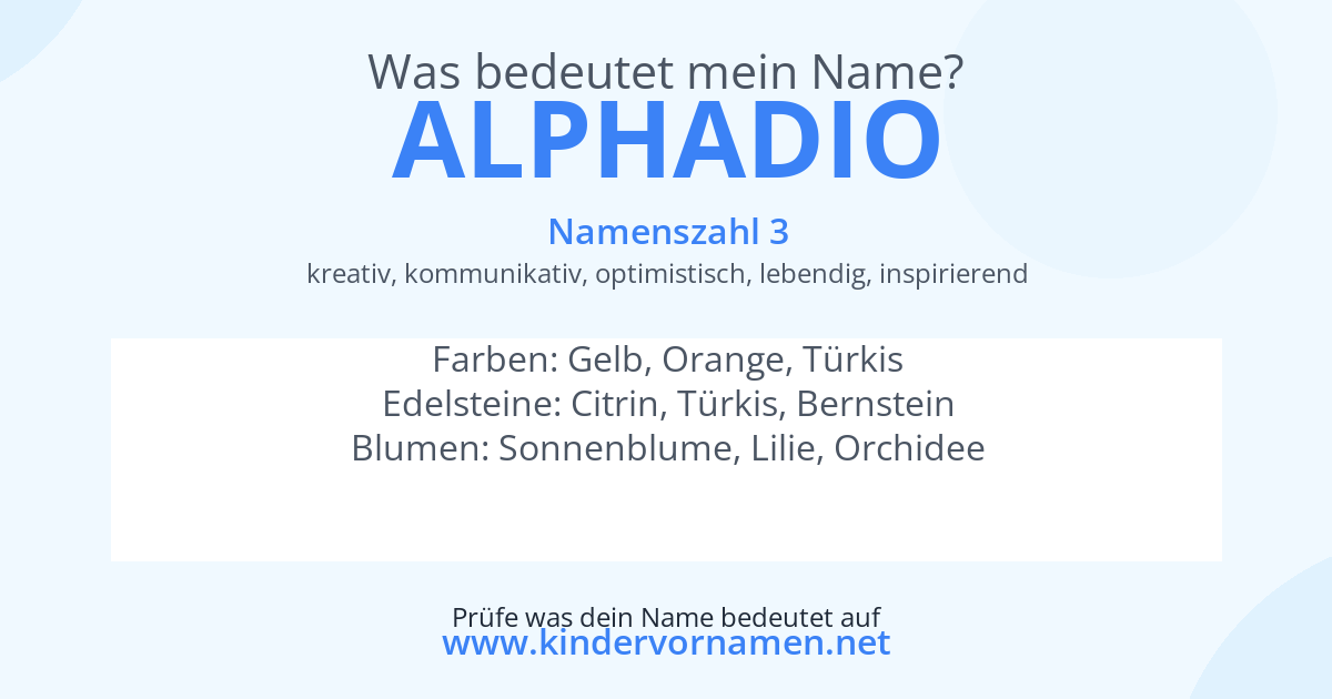 Was bedeutet der Name Alphadio?