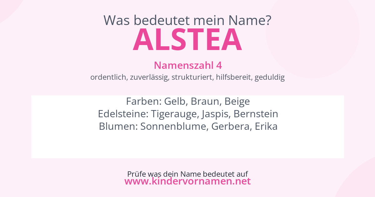 Was bedeutet der Name Alstea?