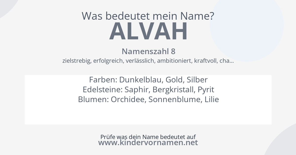 Was bedeutet der Name Alvah?