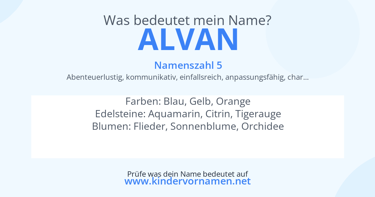 Was bedeutet der Name Alvan?