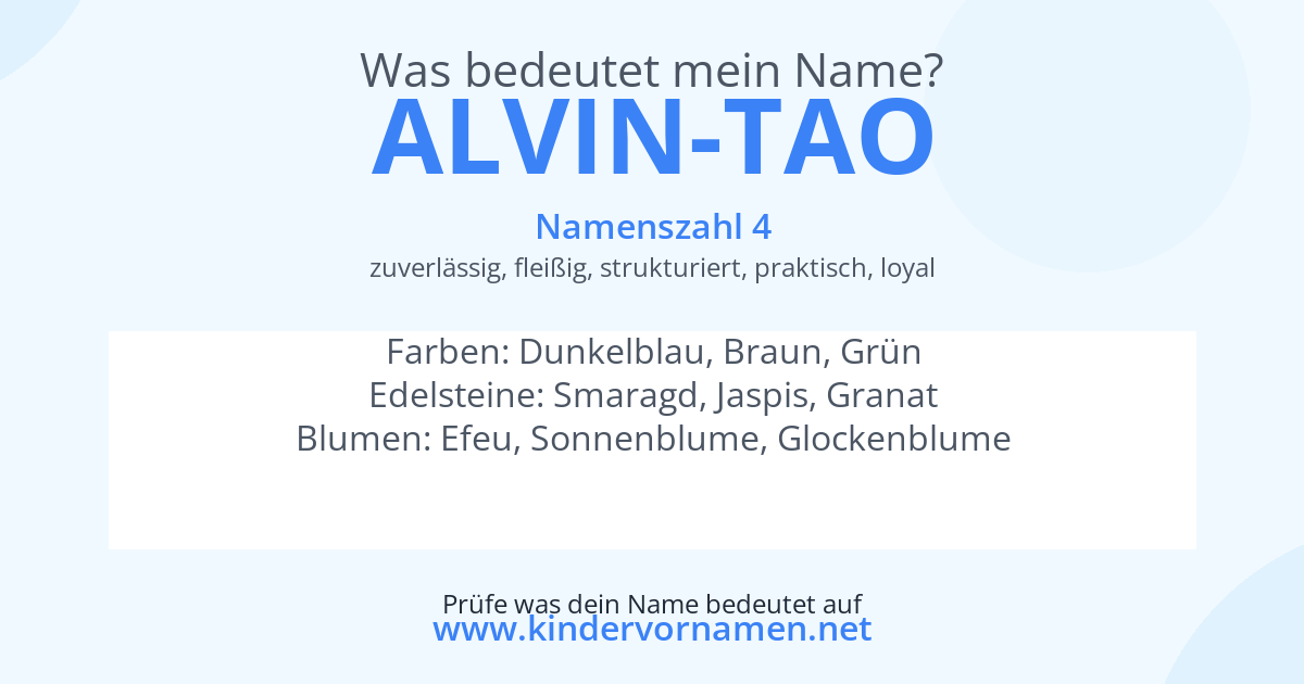 Was bedeutet der Name Alvin-Tao?