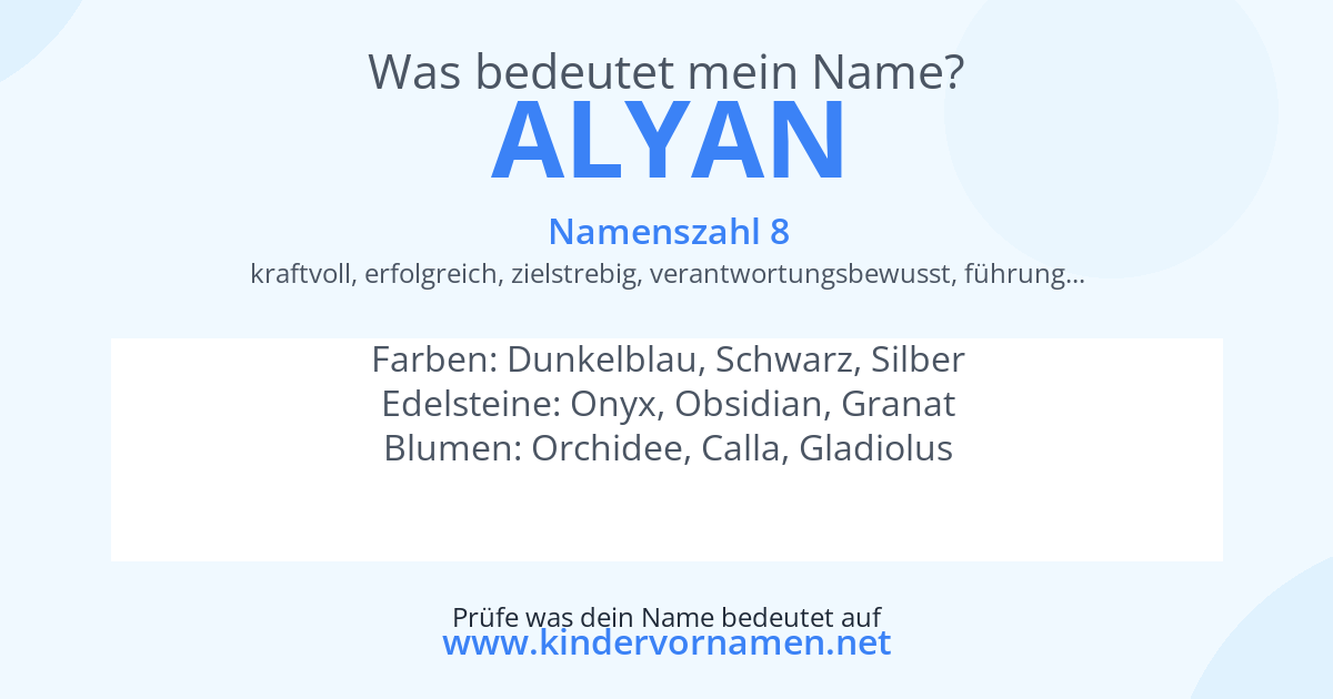 Was bedeutet der Name Alyan?
