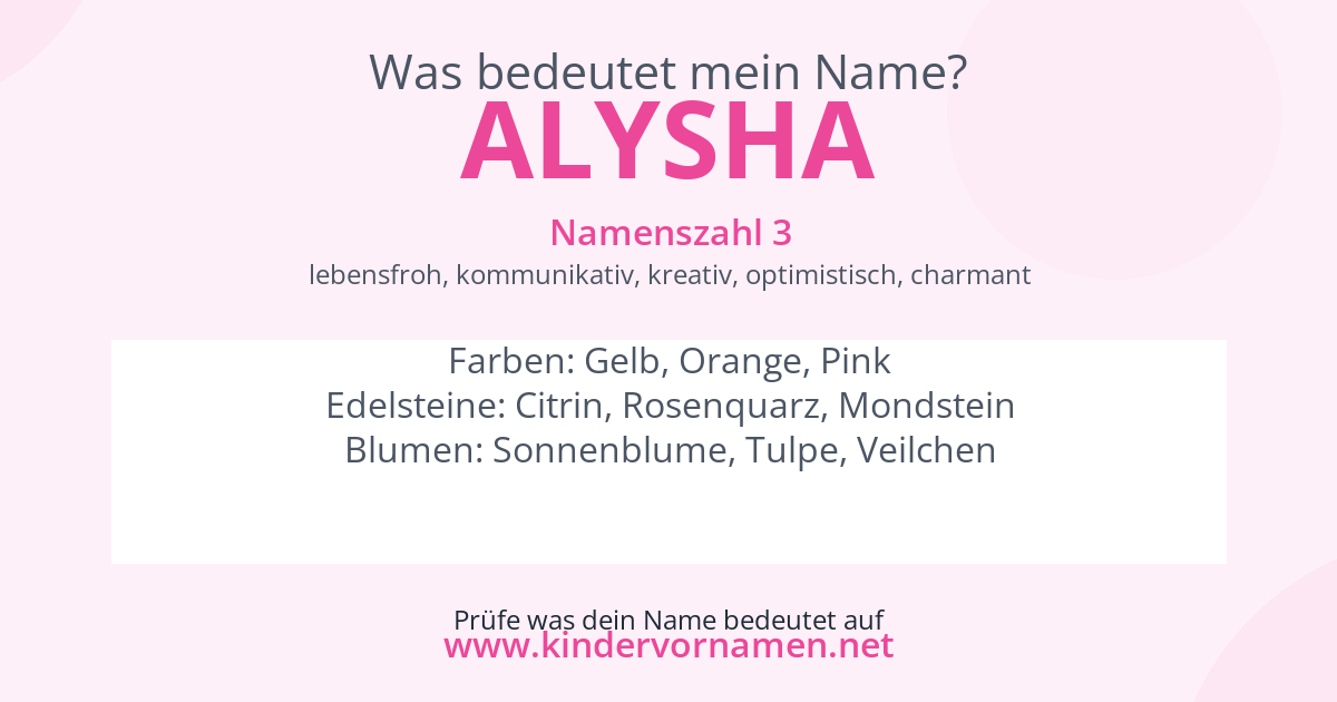 Was bedeutet der Name Alysha?