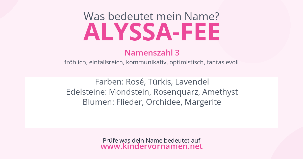 Was bedeutet der Name Alyssa-Fee?