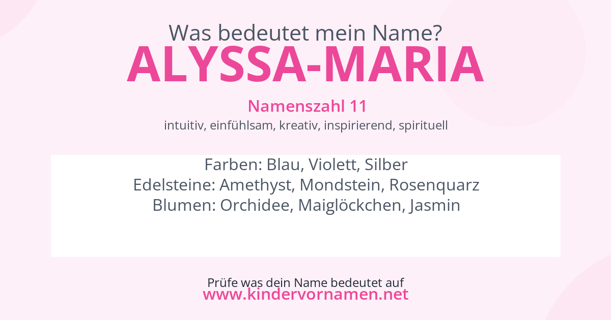 Was bedeutet der Name Alyssa-Maria?
