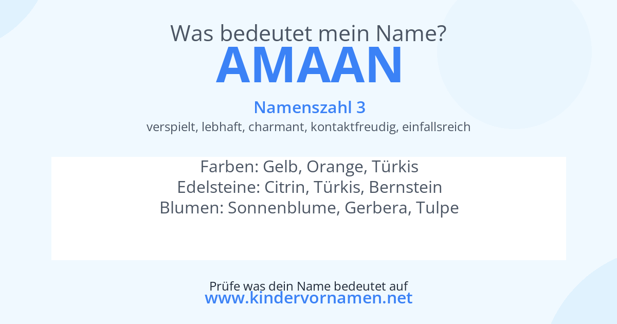 Was bedeutet der Name Amaan?