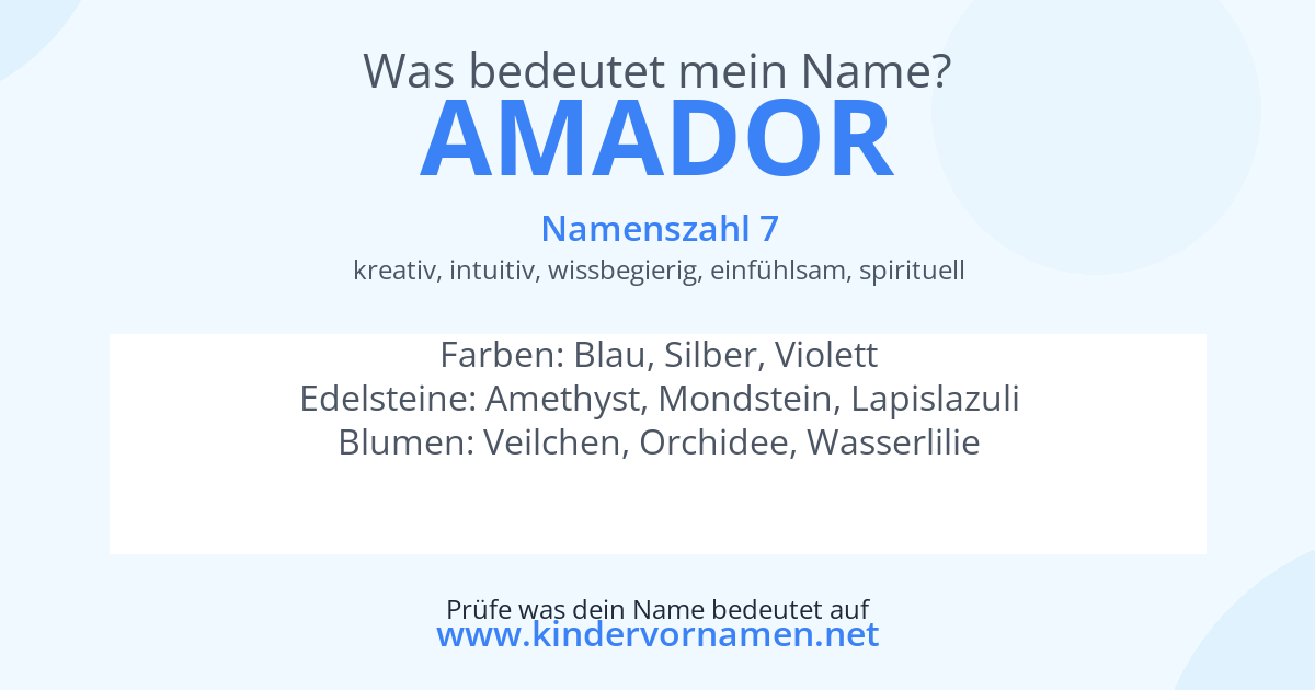 Was bedeutet der Name Amador?