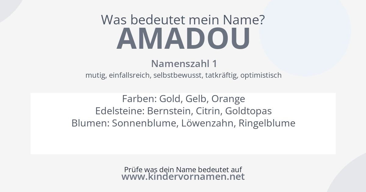 Was bedeutet der Name Amadou?